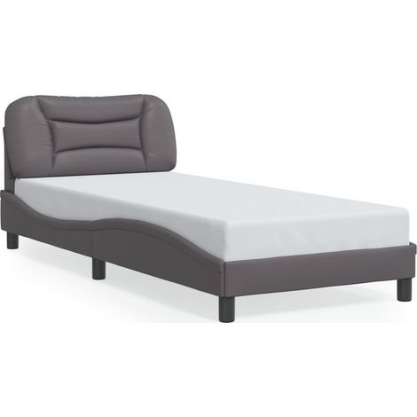Lit simple,Lit adulte,Cadre de lit sans matelas Hvar gris 90x190 cm similicuir CFW7090764 (1/5)