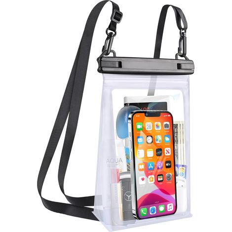 Custodia impermeabile per cellulare in due pezzi, custodia impermeabile di grande capacità (bianca) (1/5)