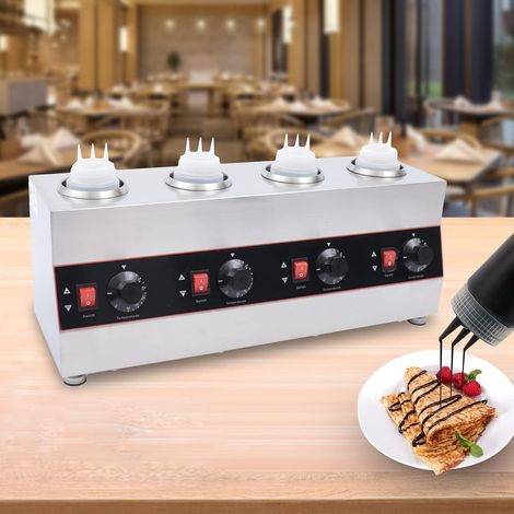 4 bouteilles chauffe-sauce électrique avec bouteilles à sauce, chauffe-sauce électrique commercial, 650 ml/bouteille, chauffe-sauce au fromage commercial (1/5)