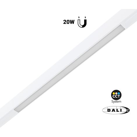 Spot LED linéaire opale CCT sur rail magnétique 48V - 20W - - Blanc