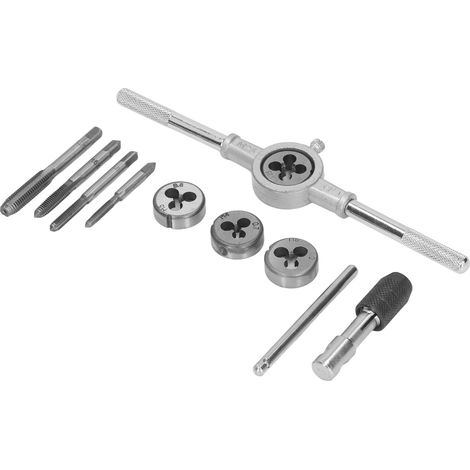 Jeu de 10 tarauds et filières en acier M4, M5, M6 et M8, outils métriques pour la rénovation et la réparation de filetages. (1/5)