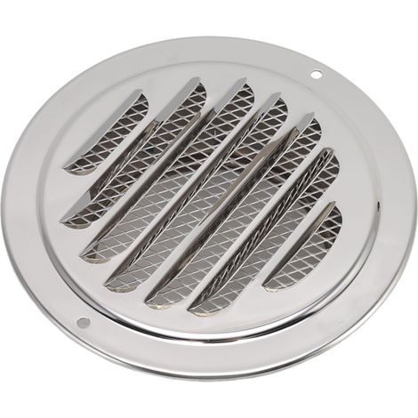 Grille d'aération ronde inoxydable 304 pour conduit d'évacuation, diamètre 120mm, idéale pour cuisine et salle de bain.