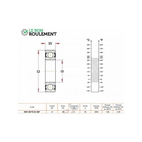 Roulement à billes 6001-BHTS-ZZ-280