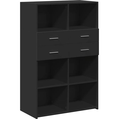 Maison Exclusive - Credenza Nera 80x42,5x124 cm in Legno Multistrato (1/5)