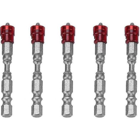 Embouts de tournevis, 5 pièces, adaptateur de tournevis Ph2 en acier S2 de 65 mm - avec profondeur et embout Ph2 (rouge) (1/5)