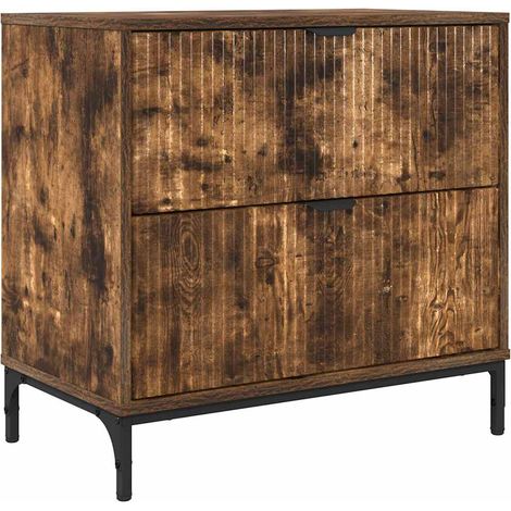 Maison Exclusive - Mesa de Noche con cajón Roble ahumado 63.5 x 3