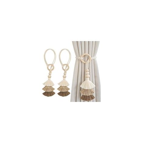 Lot de 2 Embrasse pour Rideaux, Embrasses de Rideaux Bohème, Frange Triangulaire Embrasse Rideau, Modes Embrasses à Rideaux, Attache Rideau pour Décoration de Maison, Bureau Etc