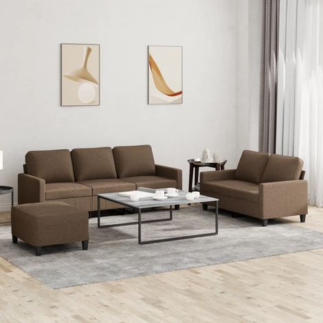 3-tlg. Sofagarnitur mit Kissen Braun Stoff vidaXL (1/5)