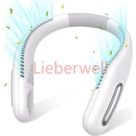 X105 Portable Bladeless Neck Fan, White, 3 Speeds, Quiet Motor, Hair-Safe Design for Sports and Travel (1/4)