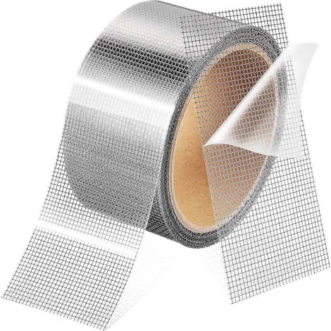 Ruban adhésif de réparation de moustiquaire, motif maille, pour la réparation de moustiquaires de fenêtres, 1 rouleau gris