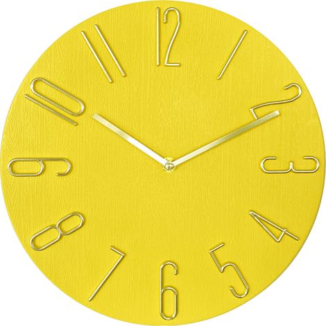 Horloge murale silencieuse, ronde, facile à lire, style minimaliste moderne, décorative, jaune