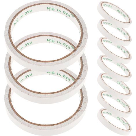 Packung mit 10 Rollen doppelseitigem Klebeband (1,2 x 800 cm) für Bastelarbeiten, Fotografie, Scrapbooking, Geschenkverpackungen sowie Büro- und Schulbedarf. – Weiß (1/4)