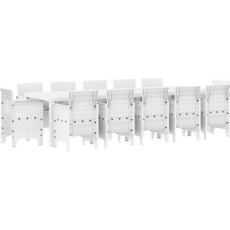 Maison Exclusive - Set da Pranzo per Giardino 13 pcs Bianco e Grigio chiaro