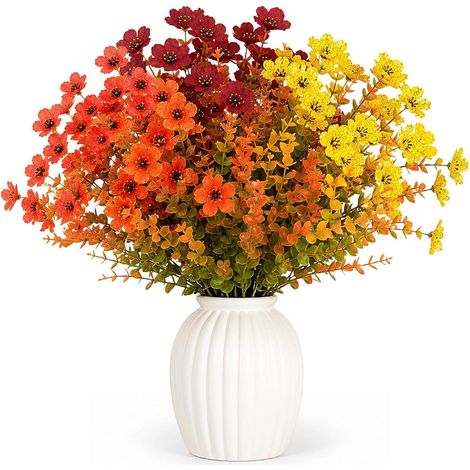 Lot de 8 bouquets de fleurs artificielles d'automne, Bouquet Fleurs Artificielles en 4 Couleurs, Fausse Fleur Décorative 35 cm, Décoration Automne pour Vase, Table, Salon, Fenêtre, Terrasse et Pot (1/5)