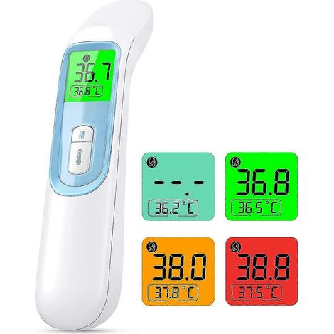 Thermomètre frontal adulte, thermomètre infrarouge sans contact pour le front et l'oreille, thermomètre médical avec alarme de fièvre, lecture rapide, fonction mémoire, pour adultes (1/4)