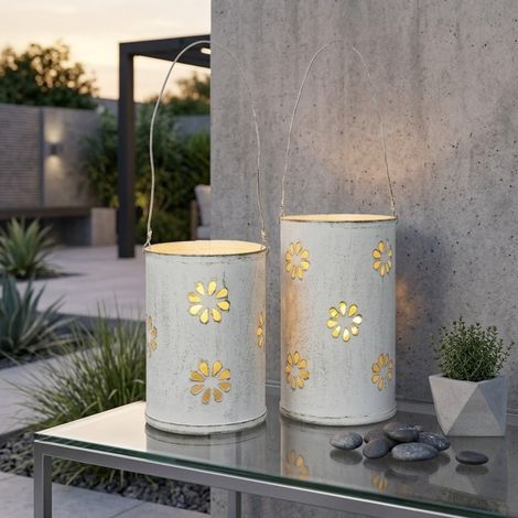 Duo Rustic Floral Hanging Lanterns (1/2)