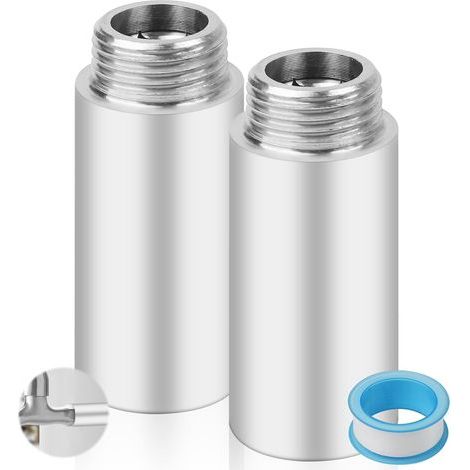 Set mit 2 G1/2-Armaturenverlängerungen, 60 mm Edelstahl, Gewindeanschluss für Badezimmer (1/5)