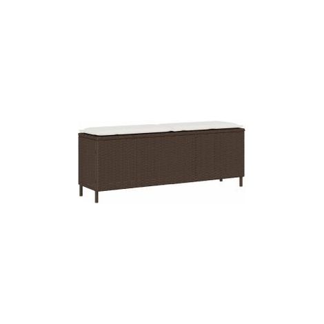 Banc de jardin avec coussin marron 110x30x40,5 résine tressée (1/5)
