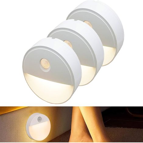 Veilleuse à détecteur de présence, lampe de chevet, lampe d'ambiance pour armoire, lampe de nuit intelligente à détecteur de lumière pour couloir (1/5)