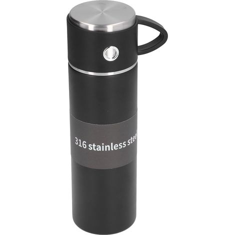 Gourde Isotherme en Acier Inoxydable 500ml, Bouteille Thermos Portable pour Randonnée et Sport - Noir (1/5)