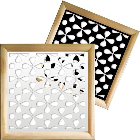 QUADRIFOGLIO - Modules décoratifs en bois et PVC - Dimension : 48x48 cm - Couleur : blanc