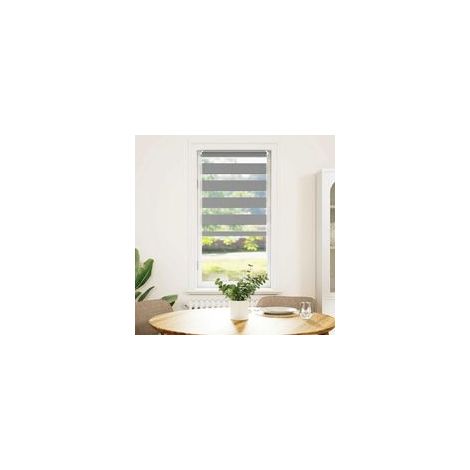 Store enrouleur zébré 60,9 x 120 cm, largeur du tissu 56,7 cm, gris - Crezuo (1/4)