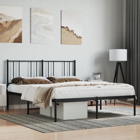 Estructura cama sin colchón con cabecero metal negro 160x200 cm vidaXL (1/5)