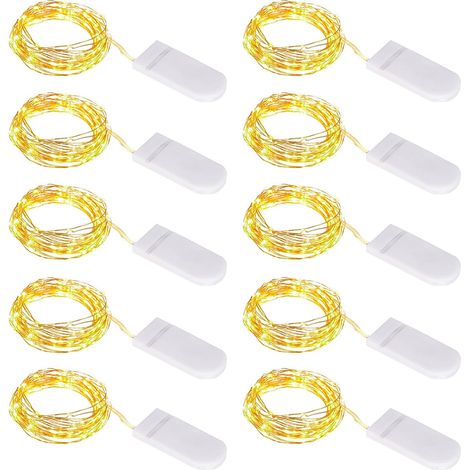 Guirlande lumineuse [Lot de 20], Mini guirlande lumineuse LED à piles, 0 LED, fil de cuivre, guirlande lumineuse décorative intérieure et extérieure pour chambre, Noël, mariage, fête, soirée, maison, 