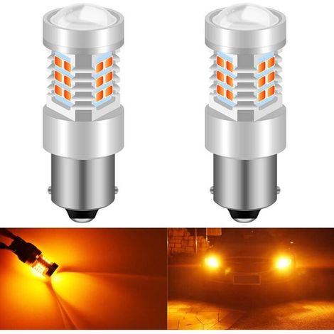 7056 1156 BA15S 1141 P21W Ampoules Del ambrées 2835 21SMD Lentille 12V Haute Puissance 12V Feu de Direction Clignotant Back Up Reverse Frein de Queue TÉMOIN (Lot de 2)
