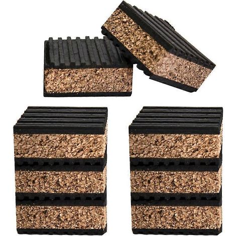 Lot de 8 patins d'isolation acoustique en liège, 5 x 5 x 2,2 cm, pour platines vinyles, afin de réduire les vibrations et les sauts. (1/5)