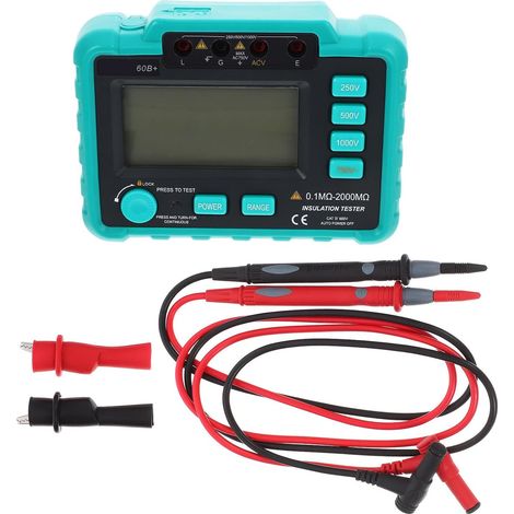 Mégohmmètre Numérique Vc60b Lcd, Testeur D’isolement 500v 1000v Abs Noir, Affichage Rétroéclairé, Plage de Mesure Variée, Kit 1 Set, 12v Dc (1/5)