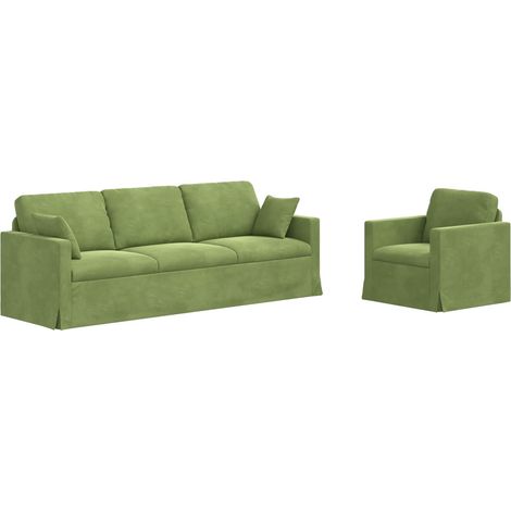 Ensemble de Canapés 2 pcs Salon de jardin Vert clair 228 x 78 x 80 cm Velours (1/5)