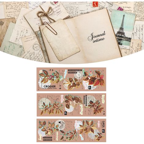 Lot de 3 autocollants naturels pour scrapbooking, papier vintage, jolis autocollants faciles à appliquer pour journal intime, mur, réfrigérateur, plante brune (1/5)