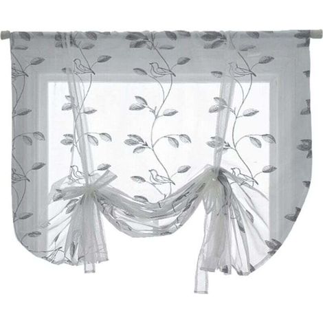 GDHZS- Rideaux de fenêtre écologiques, voile à motifs végétaux, couleur unie, 100 x 120 cm (1/4)