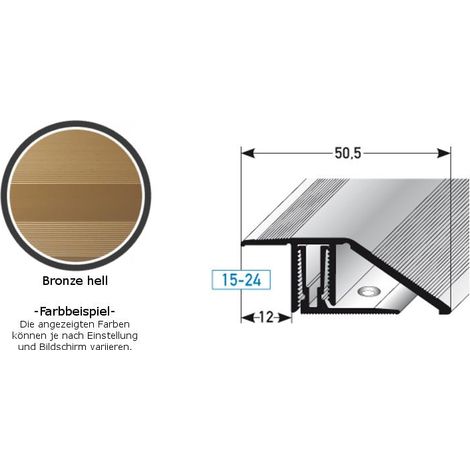 Ausgleichsprofil / Anpassungsprofil für Laminat / Parkett "Bellingham", für Höhe 15 - 24 mm, 50,5 mm breit, 2-teilig, Aluminium eloxiert, gebohrt-bronze hell-1000