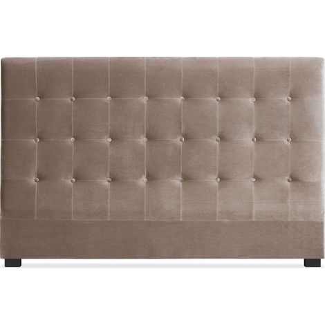 Cotecosy – Tête de lit 180cm en velours taupe – Capitonnage chic – Compatible avec sommier standard – Dimensions L180 x H120 cm (1/5)
