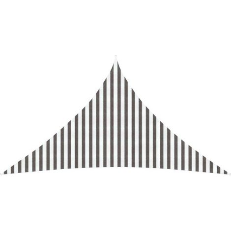 Voile d'ombrage gris clair et blanc, 4,5 x 4,5 x 4,5 mètres, en polyéthylène haute densité. (1/5)