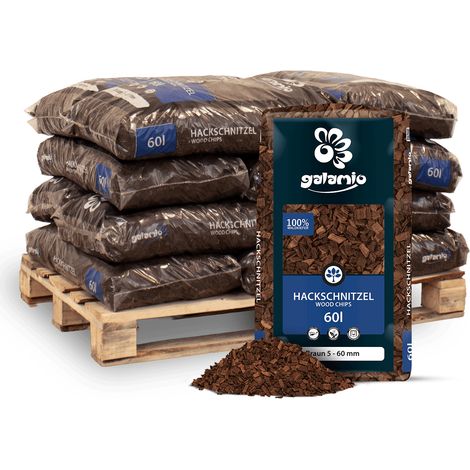 Galamio Holzhackschnitzel Braun 60l x 12 Sack 720l 12er (1/5)