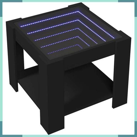Table basse - 847540 - Noir - Bois d'ingénierie & verre - LED intégrées (1/5)