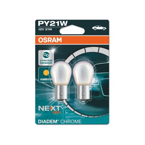 2x PY21W Diadem Chrome OSRAM 12V 21W - BAU15S - Clignotants - 7507DC-2BL Ampoules (1/5)