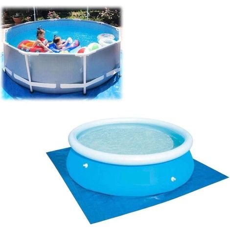 Tapis de Sol Carré pour Piscine,Tapis de Sol Bâche Bleu Durable pour Piscine,Tapis de Plancher Pliable étanche Résistant à l'usure pour Piscine Hors Terre,274x274cm