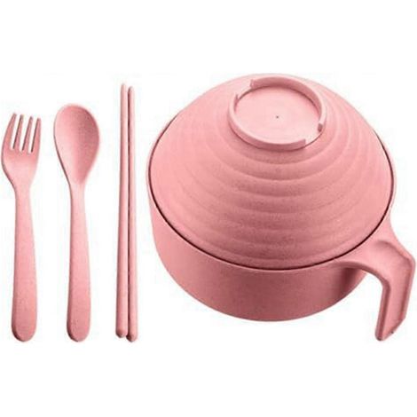 Mikrowellengeeignetes Ramen-Schüssel-Set mit Essstäbchen – Nordisches Rosa (1/5)