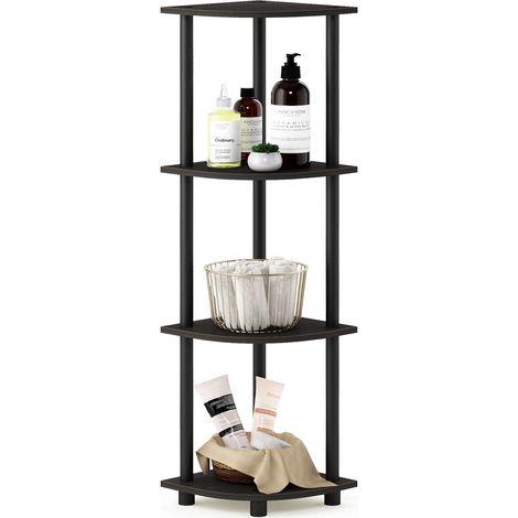 Étagère Polyvalente pour Présentoir d'Angle à 4 Niveaux, Expresso/Noir (1/5)