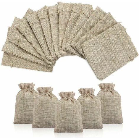 Sacchetti di iuta con coulisse, sacchetti regalo in iuta con coulisse, sacchetti in lino e canapa, sacchetti in tessuto con coulisse per mandorle candite, lavanda, calendario dell'Avvento, regalo, 50 