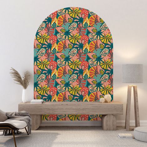 Stickers Arche - Motif tropical - 150 x 150 cm - Adhésif + Protection MATE (1/5)