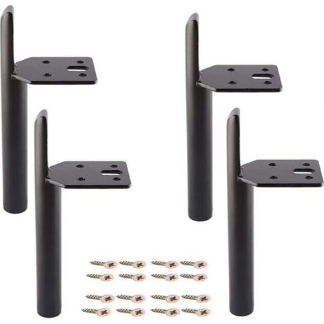 Piece Black – 15 cm Modern Furniture Legs, Replacement Feet for Cabinets, Tables and Beds with Screws, (1/4)