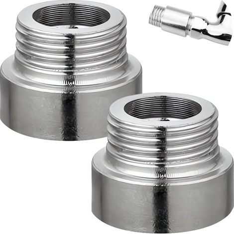 Lot de 2 rallonges de robinet 3/4" x 10 mm, 3/4" IG x 3/4" AG DN20, rallonge filetée DN20, raccord d'extension en acier inoxydable 10 mm, rallonge de raccordement pour installation de chauffage et (1/5)