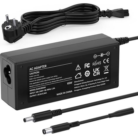 65W Chargeur Ordinateur Portable pour Dell Inspiron 11 13 14 15 17 3000 5000 7000 3593 3793 3505 3511 5559 5570 Latitude 3510 3410 3520 3420 Vostro 5590 HA65NS5-00 Alimentation 19,5V 3,34A Adaptateur (1/5)