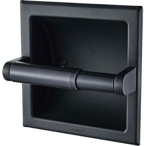 Porte-papier toilette noir mat Support mural pour papier toilette encastrable noir en métal Porte-papier toilette mural noir avec support de montage (1/4)