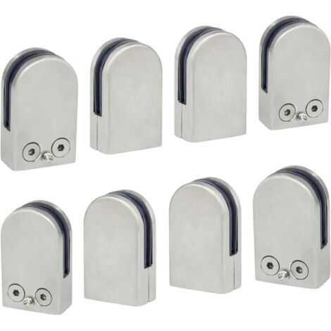 8 PCS(6-8mm) Pince à Verre Porte-Verre En Acier Inoxydable 304 Support de Serrage Clamp Clip Plat Main Courante Fenêtre Balustrade Réglable Escalier (1/5)